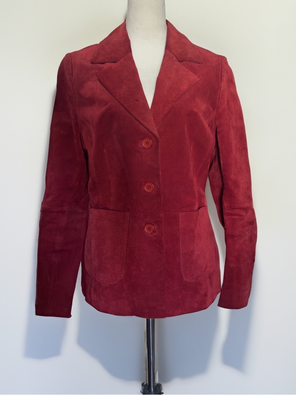 Late 90s Women's Red Suede Three-Button Blazer Jacket